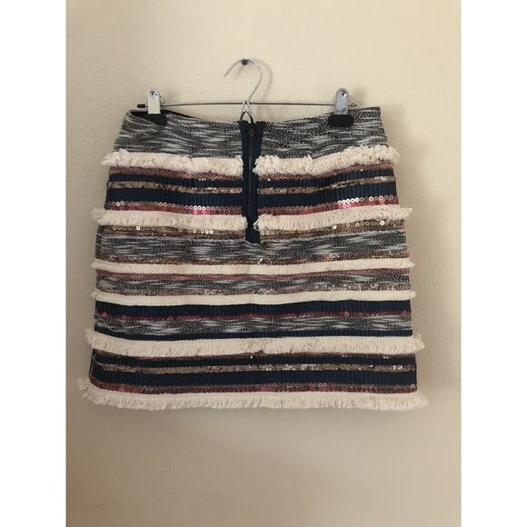 Anthropologie Moulinette Soeurs Erine Women’s Sz 4 Fringe Sequin Lined Skirt - Picture 5 of 9